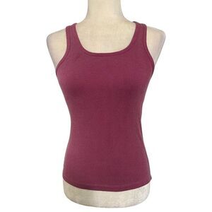 intermix womens solid magenta pink purple ribbed jersey tank top small